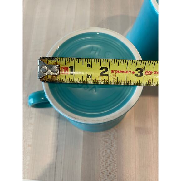 Fiesta Ceramic turquoise mugs set of two with classic ring handle USA MADE - Picture 4 of 7